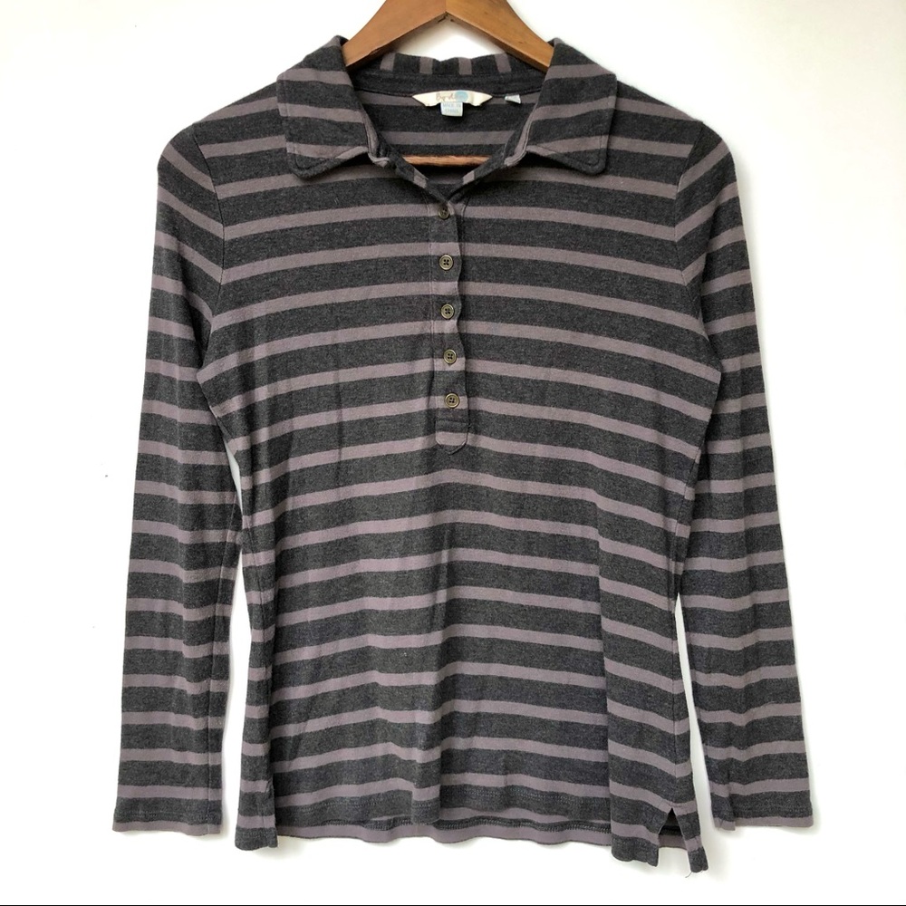 Boden Grey/Purple Striped Henley Style Top